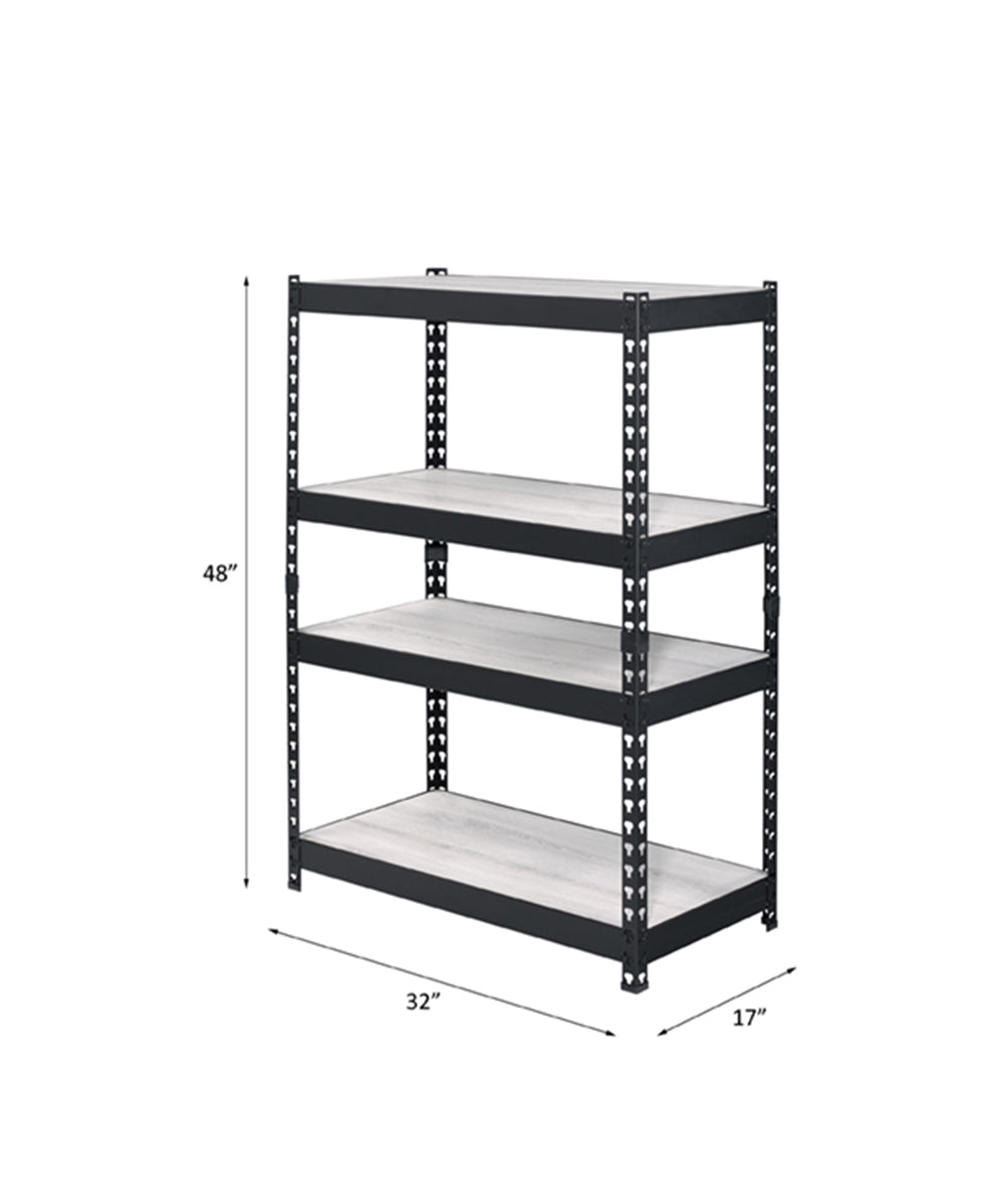 Industrial 4-Tier Bookshelf - Natural & Black Finish