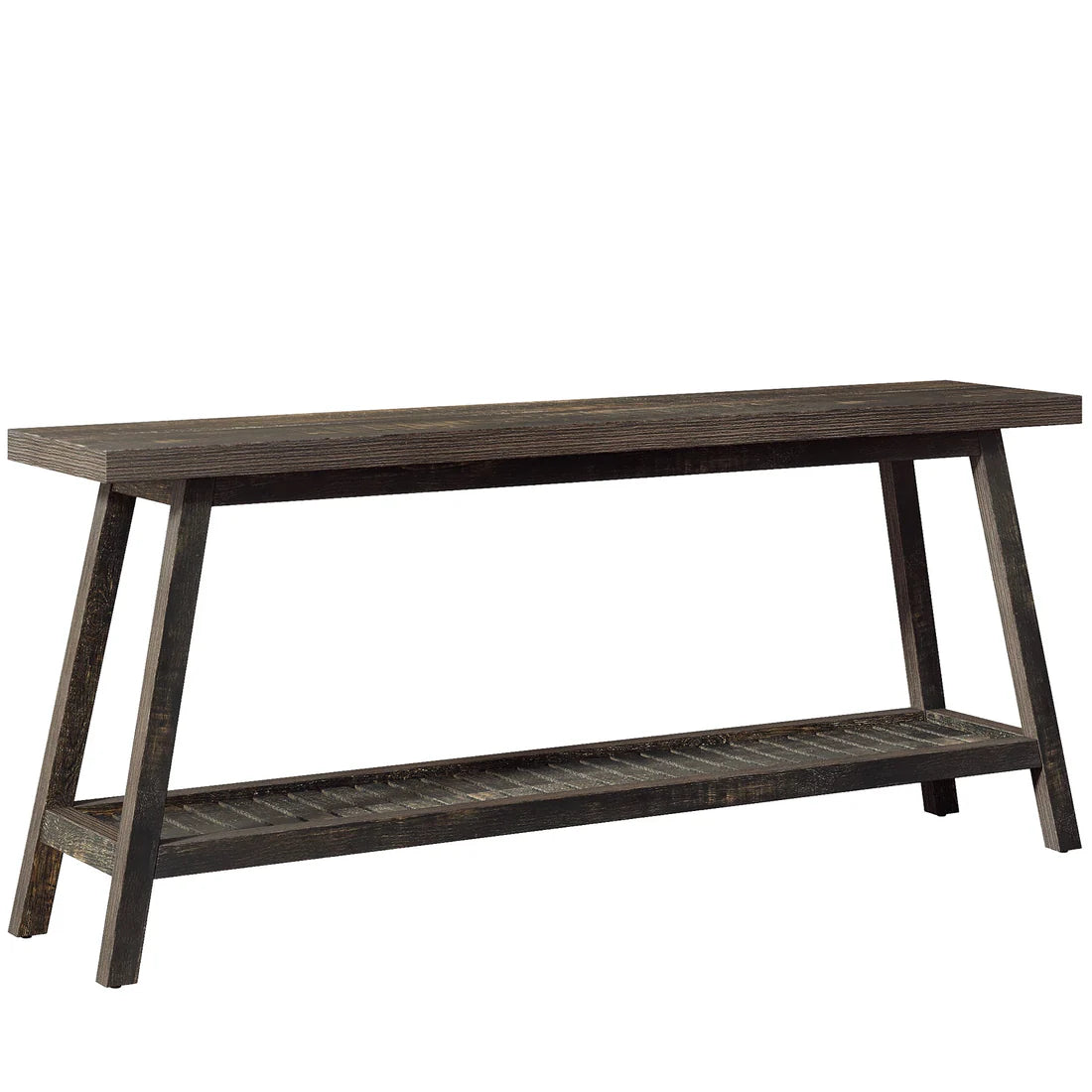 2-Tier Console Table - Rustic Farmhouse Side Table - Dark Brown