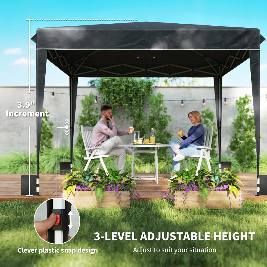 10x10 Pop Up Canopy Tent with Sidewalls - Black