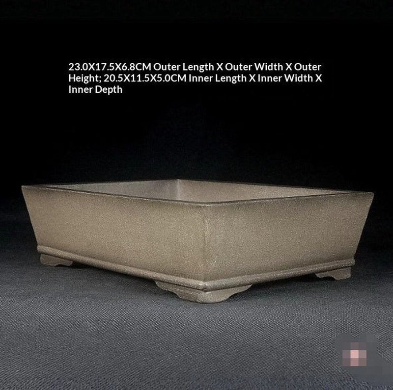 Rectangular Ceramic Bonsai Flower Pot - Purple Sand, 23x17.5x6.8cm