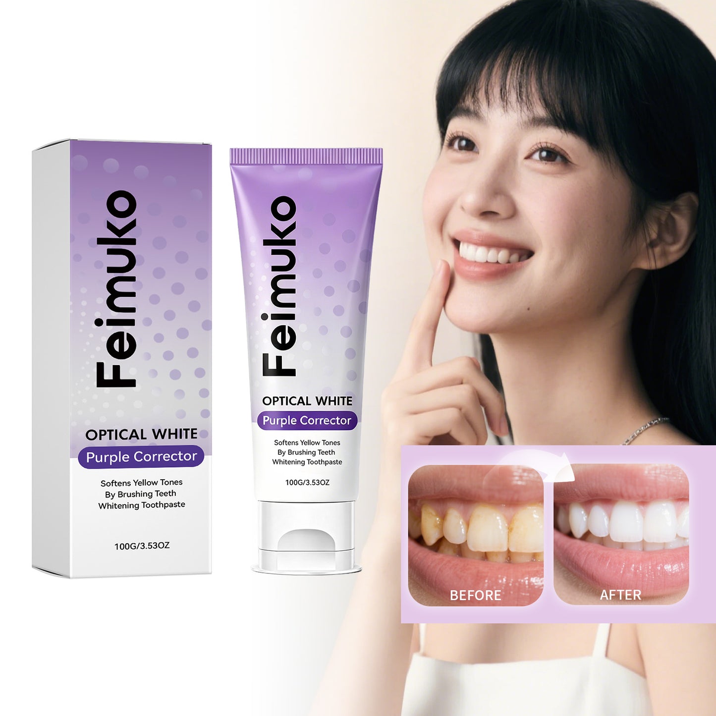 Purple Whitening Toothpaste 100g - Gentle Oral Care & Fresh Breath