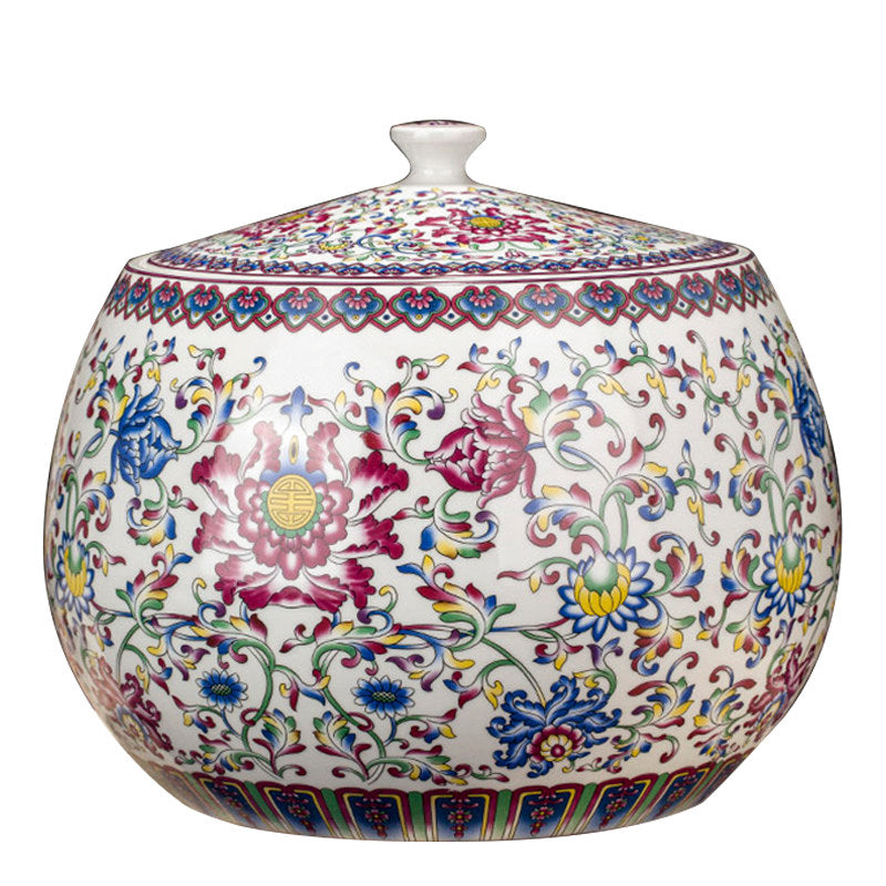 Ceramic Enamel Rice Jar with Sealed Lid - 4-5L Food Storage Container