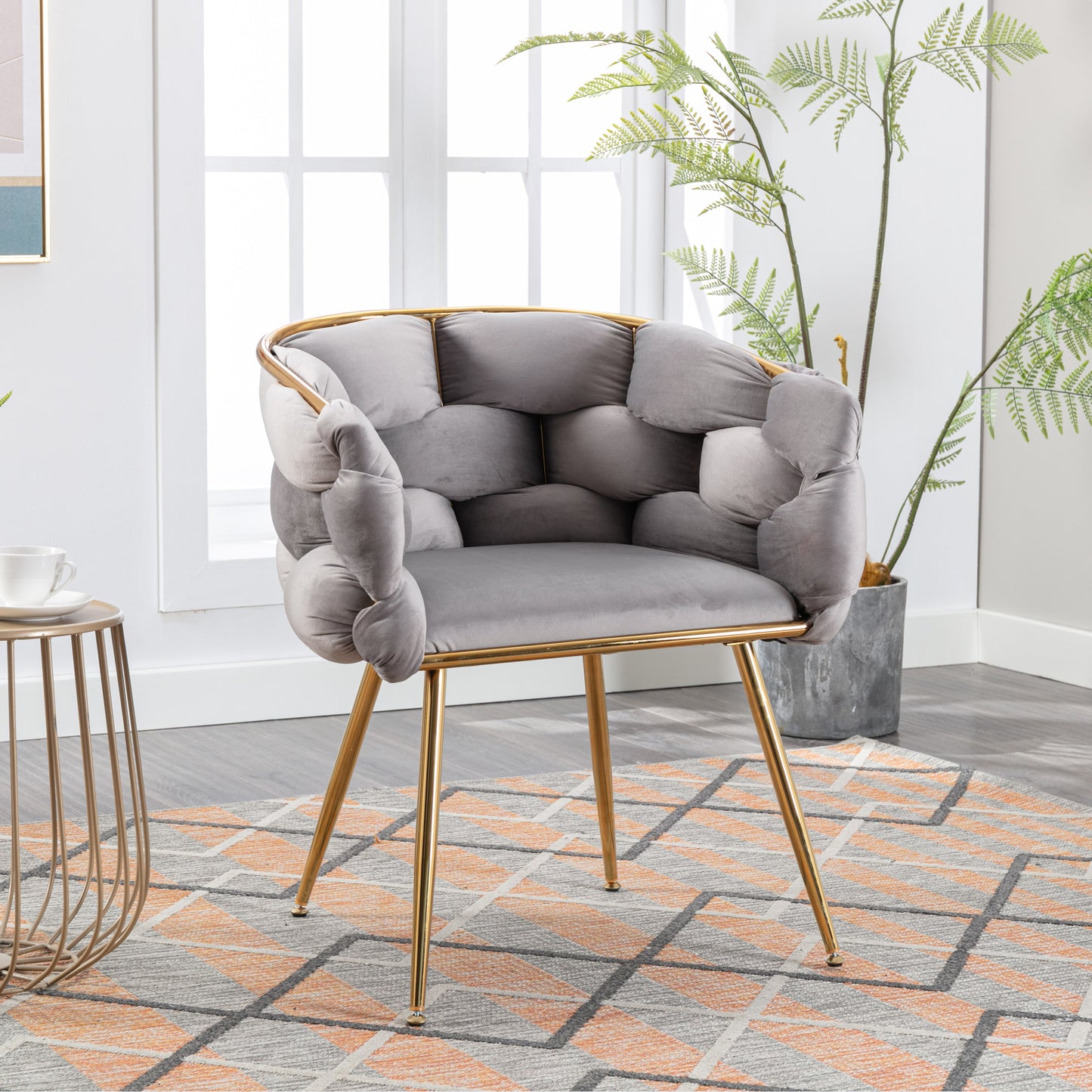 Velvet Accent Chair - Modern Gray Sofa Chair for Bedroom
