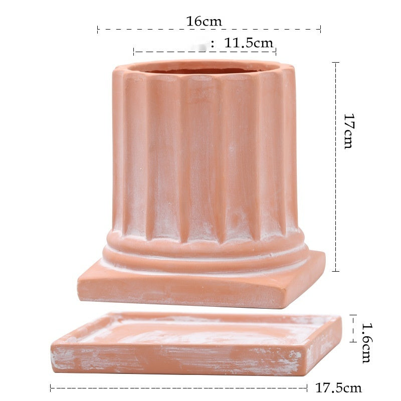 Breathable Red Pottery Flower Pot with Geometric Shape and Holes - Nordic Style