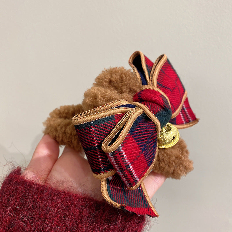 Christmas Bell Hair Clip with Bow - Women's Fashion Accessory