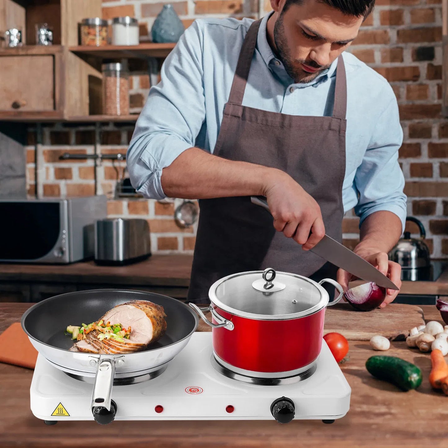 2000W Double Electric Burner - Portable Countertop Hot Plate