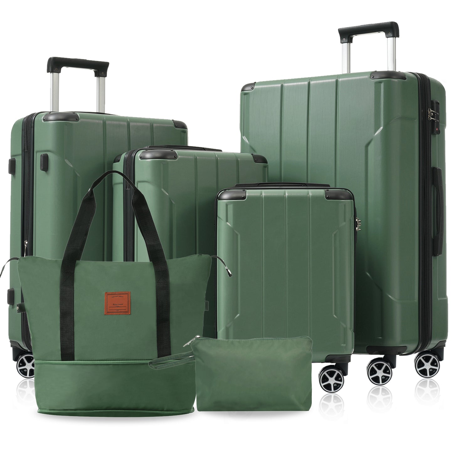 Expandable 6-Piece Hardshell Luggage Set with TSA Lock - Green