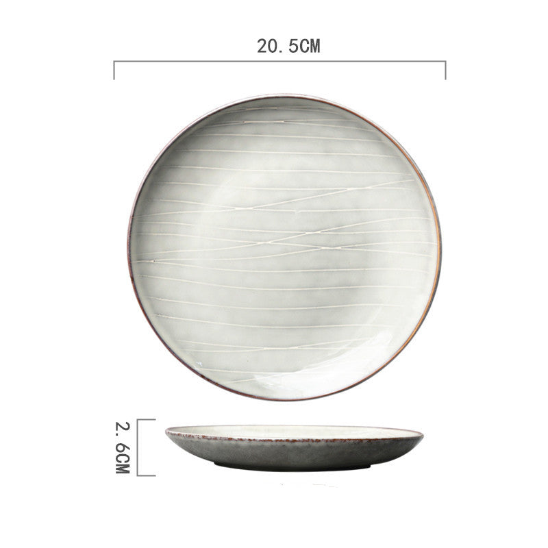 Ceramic Hand-Painted Western Style Breakfast Plate 8 Inch Microwave Safe