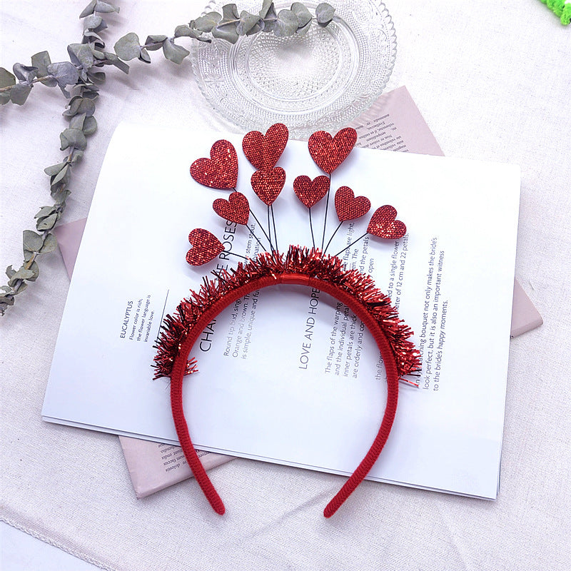 Valentine's Day Red Peach Heart Hair Headband - Handmade, Free Size
