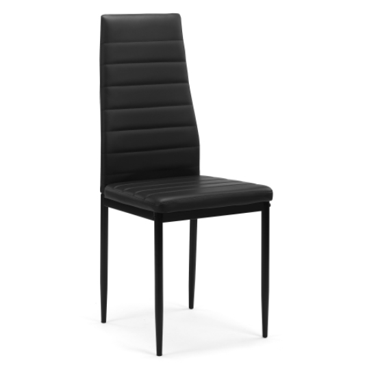 Dining Chair Set for 4 - Comfortable Black PU Chairs