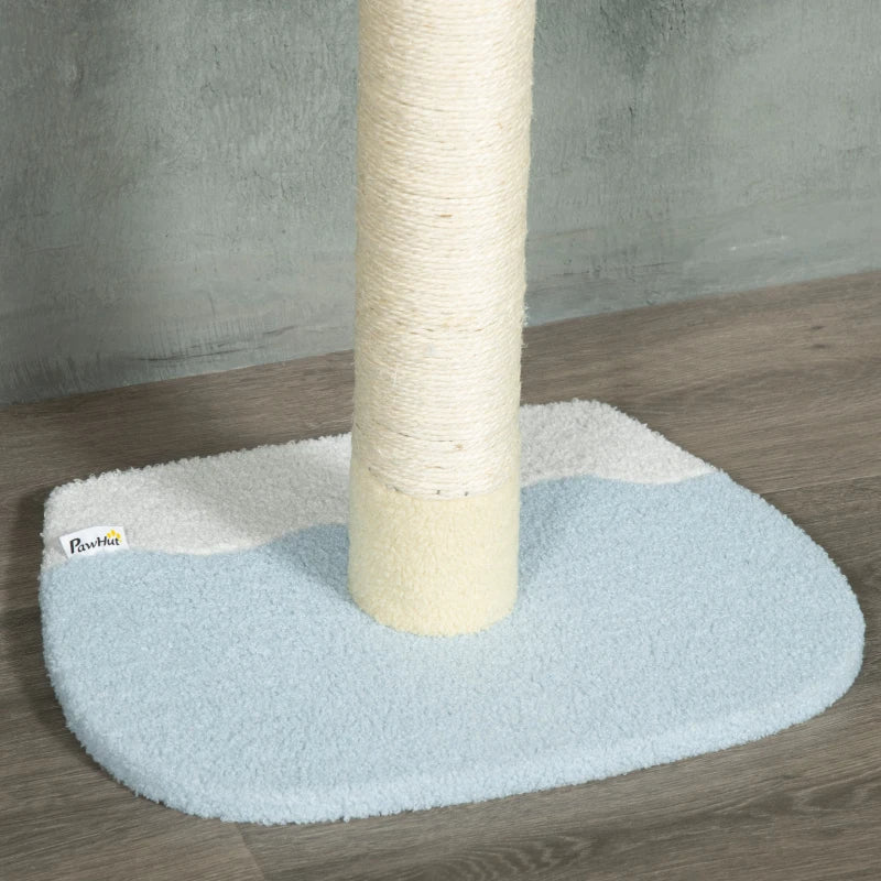 Adjustable 4-Tier Cat Tree Tower with Sisal Posts, Plush Cover - Yellow, White, Blue