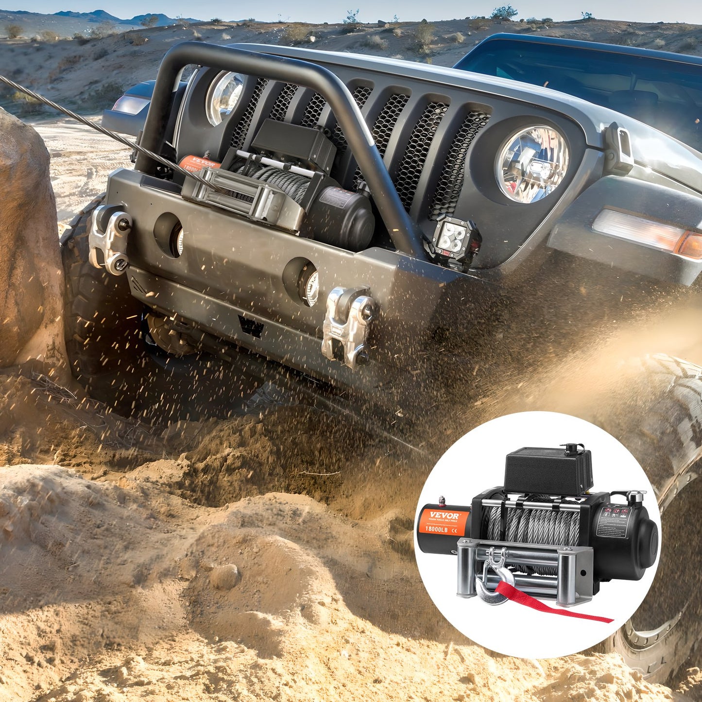 Electric Winch 18,000 Lb Steel Cable Waterproof Remote Control for Off-Road Recovery