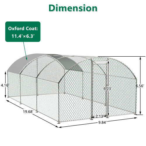 Large Metal Chicken Coop with Waterproof UV Cover Walk-In Yard Enclosure