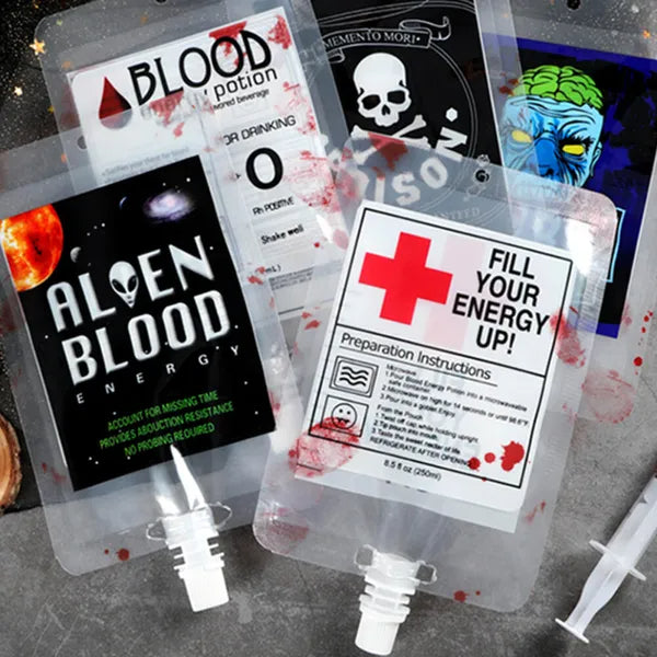 20 Pcs Reusable Blood Bags for Drinks - Leakproof Party Supplies