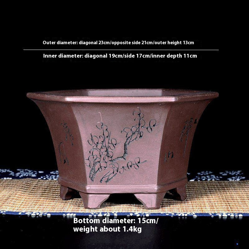 Square Succulent Plant Pot Ceramic Flowerpot with Hexagonal Styles