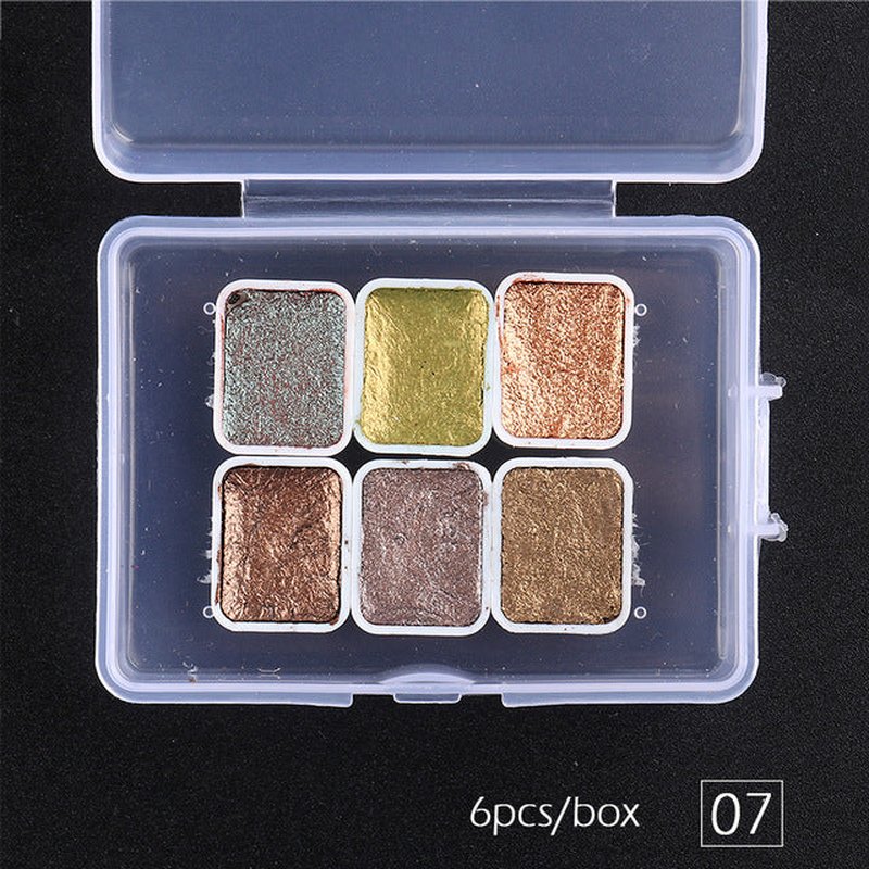Metallic Pearlescent Nail Watercolor Pigment Set - 6 Shades
