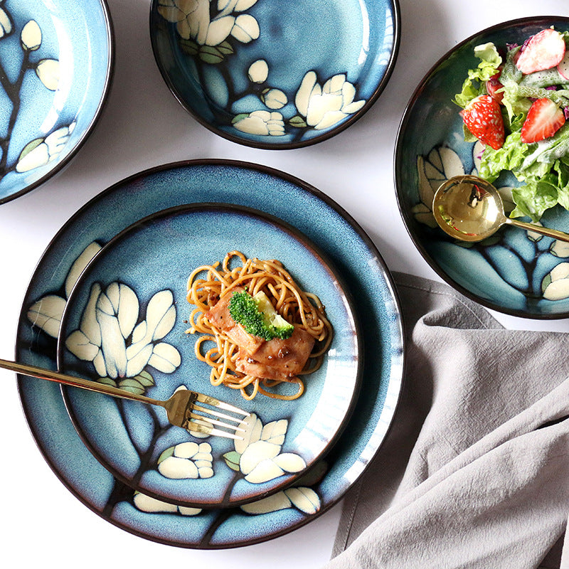 Hand-Painted Ceramic Bowls and Plates - Creative Under-glaze Dinnerware Set