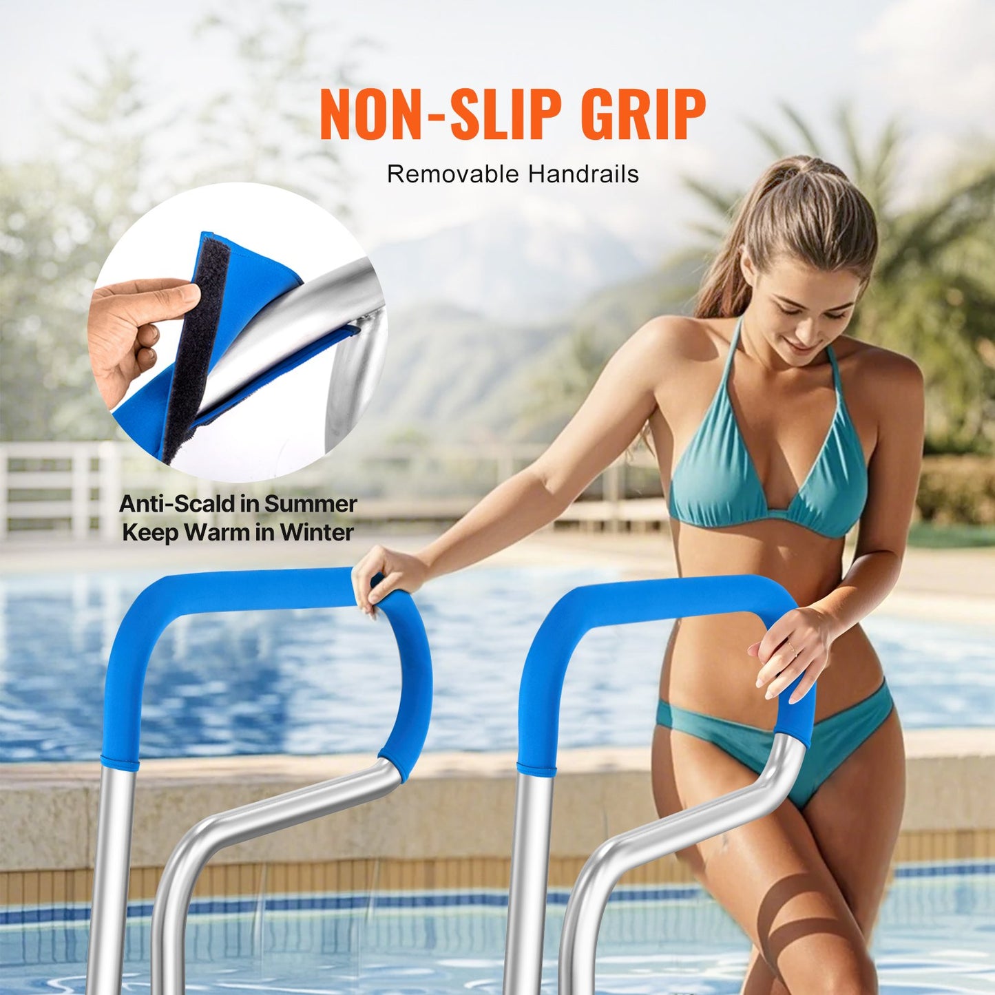 Stainless Steel Pool Handrail 32x23 Inch Safety Railing for Indoor Outdoor Pools