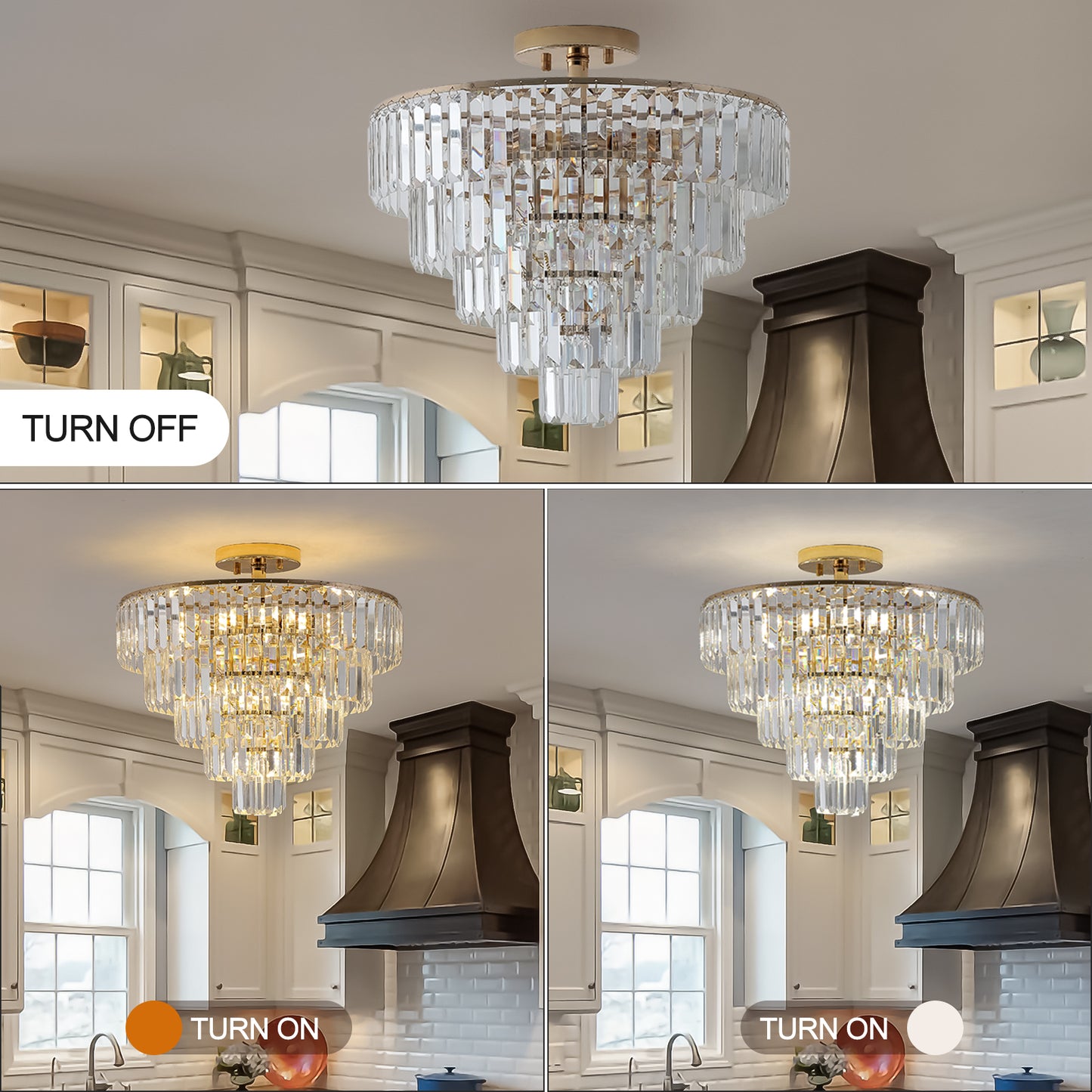 Elegant 5-Tier Gold Crystal Chandelier - Contemporary Ceiling Light Fixture