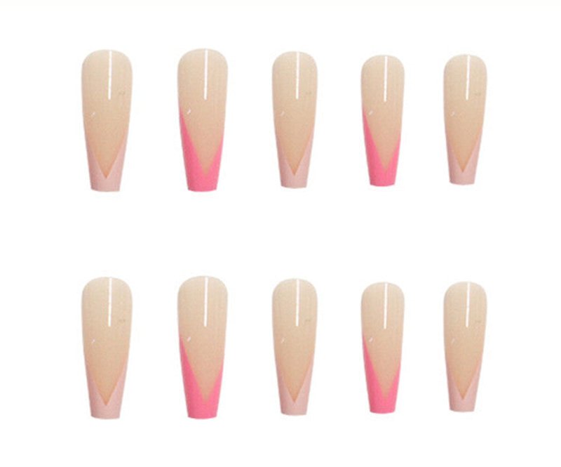 French Style Fake Nails with Glue - Pink