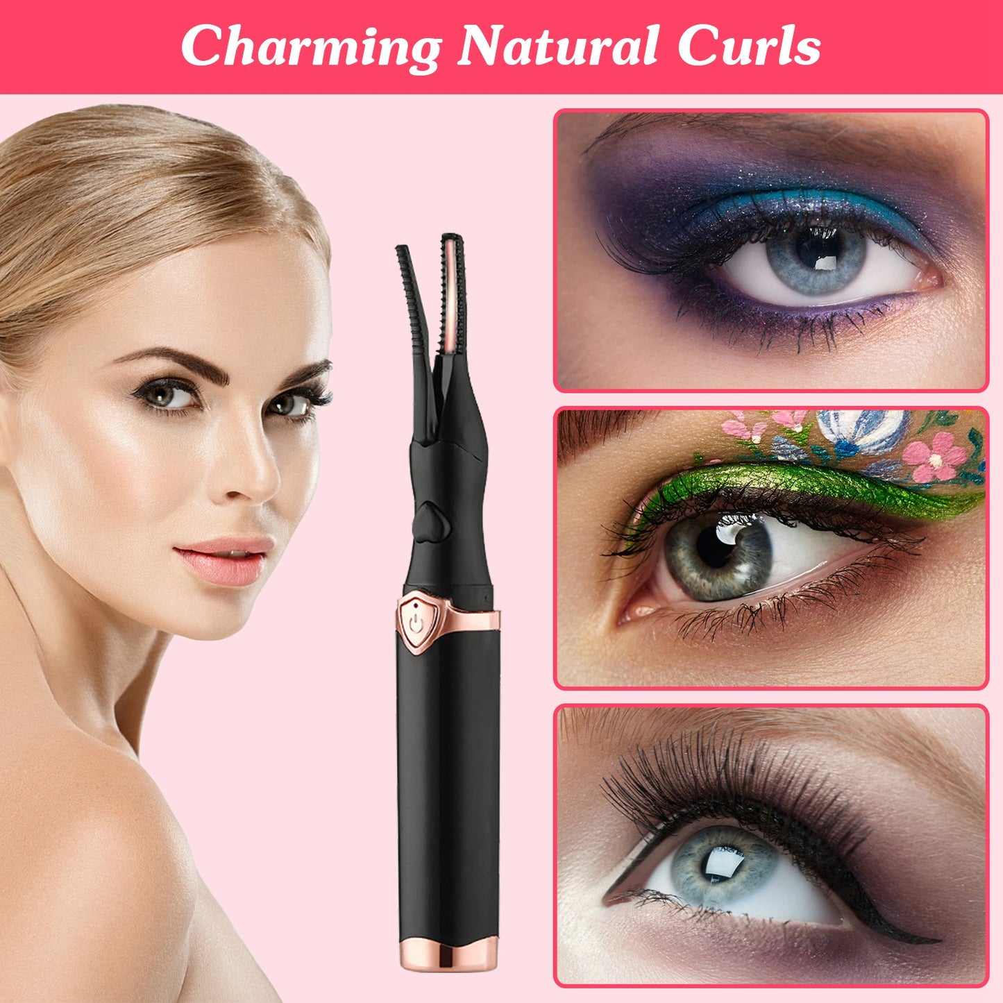 Electric Heated Eyelash Curler - 3 Temp Settings USB Rechargeable Lash Tool