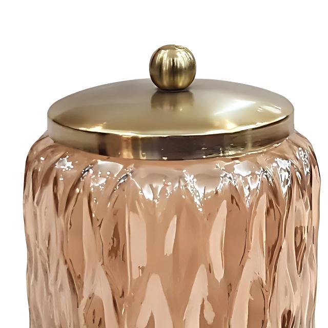 Glacier Amber Vanity Glass Jar Stylish Storage For Cotton