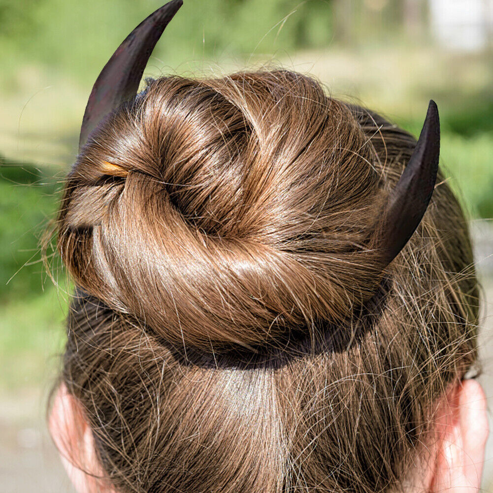 Wooden Crescent Hair Barrette - Black, Brown