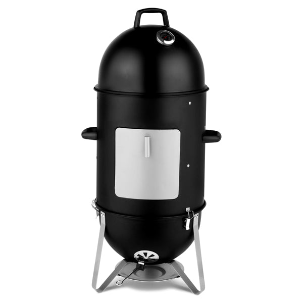 Heavy Duty Vertical Steel Charcoal Smoker - Multi-Layer Outdoor BBQ Grill