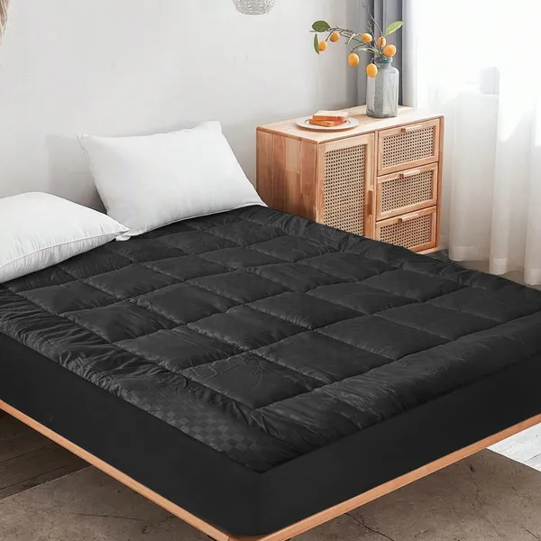 Solid Color Embossed Mattress Bedspread - Black, Full Size