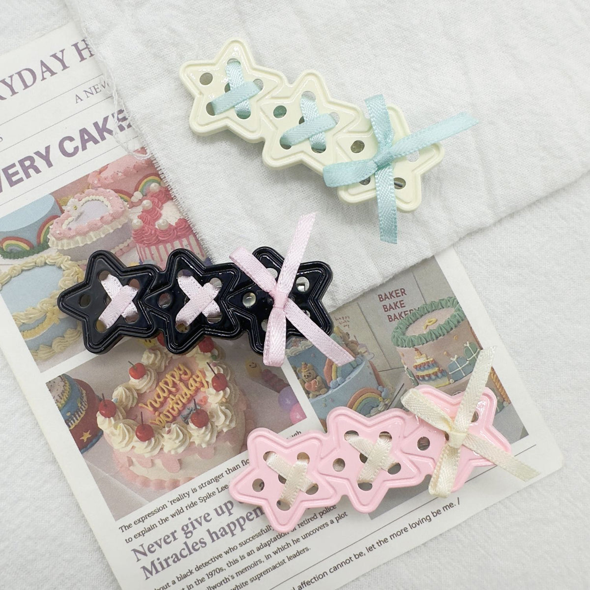 Star Hairpin Clip-In Hair Accessory for Girls - Ribbon & Duckbill Styles