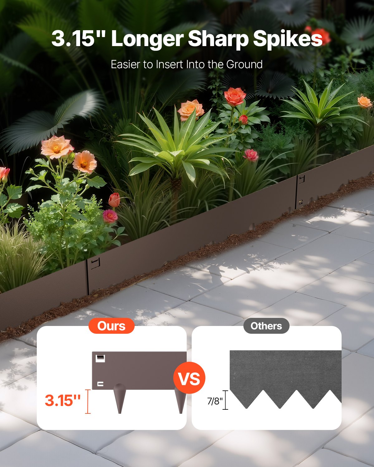 Rust-Resistant Steel Garden Edging 5 Pack - Flexible Landscape Border Brown