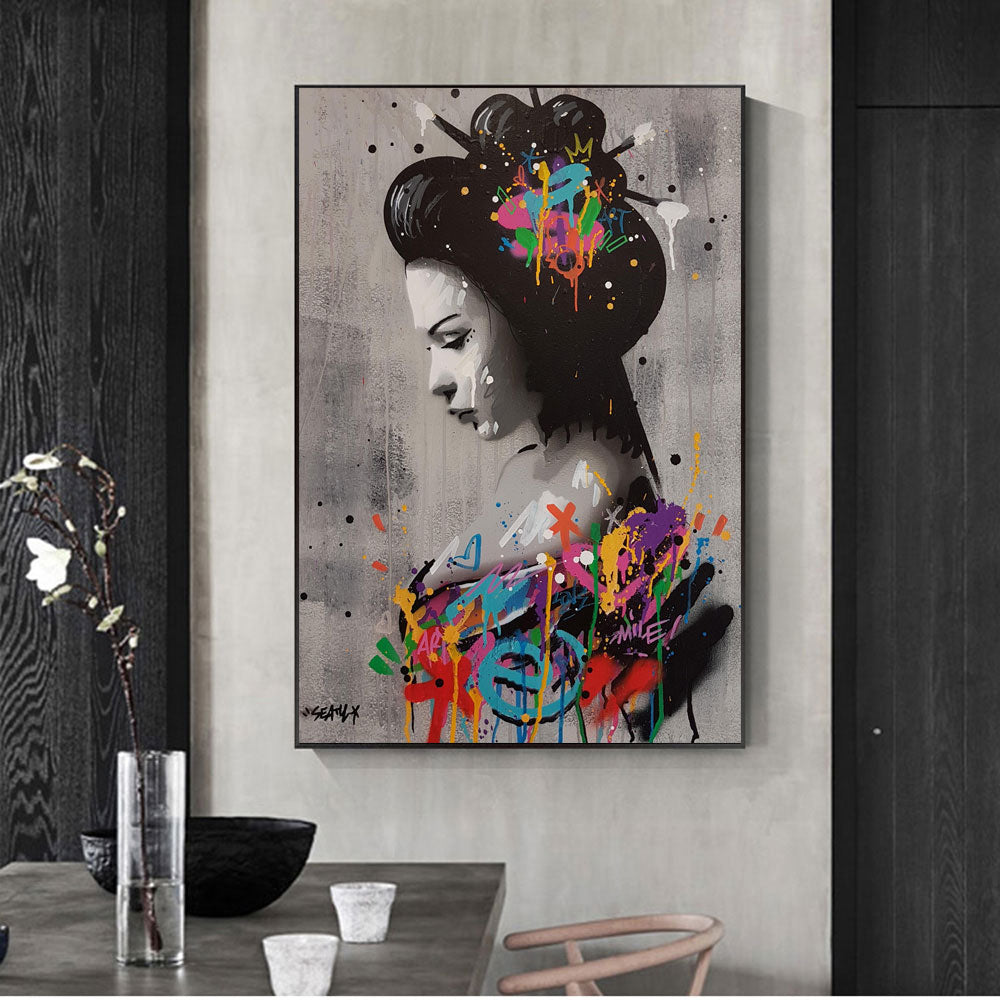 Street Graffiti Character Canvas Wall Art - Modern Oil Painting, Multiple Sizes