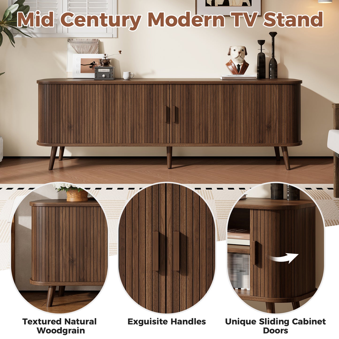 70-inch Modern TV Stand For TVs Up To 80 Inches Living Room, Media