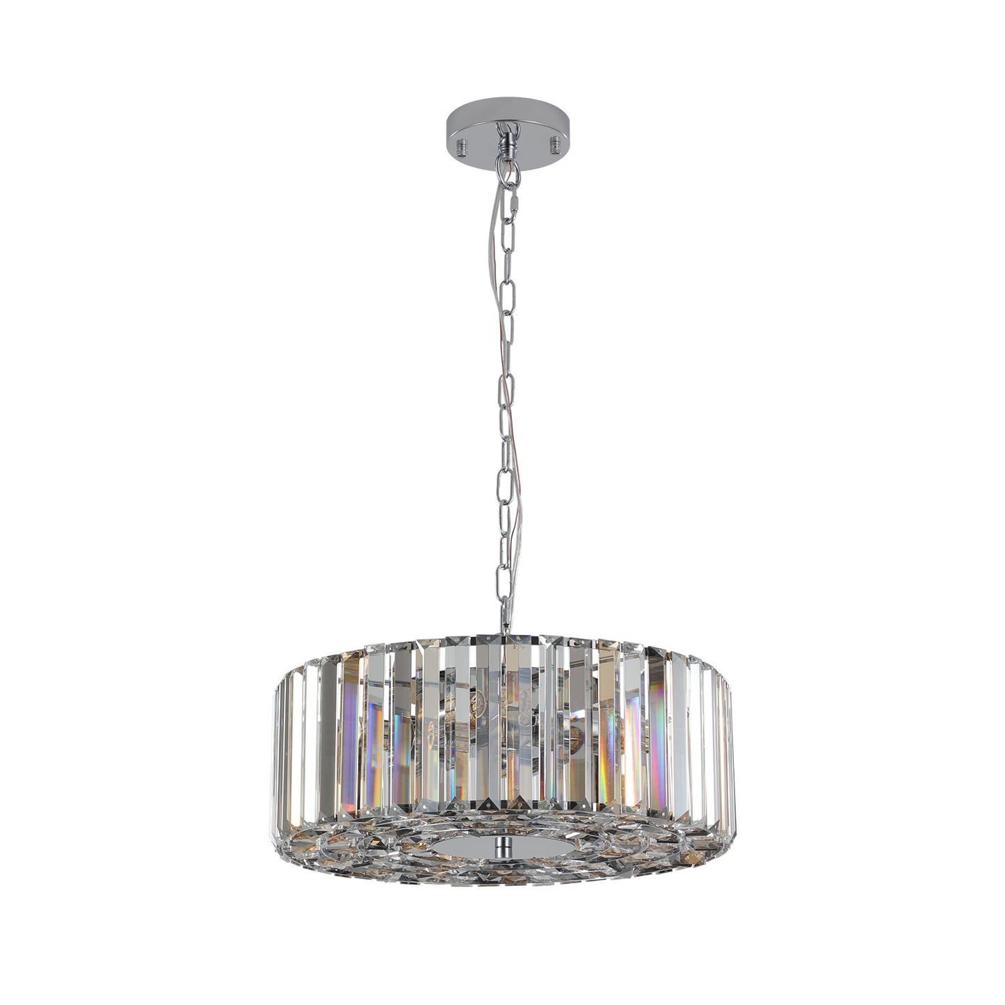 17-Inch Chrome Crystal Pendant Chandelier - Modern 4-Light Fixture