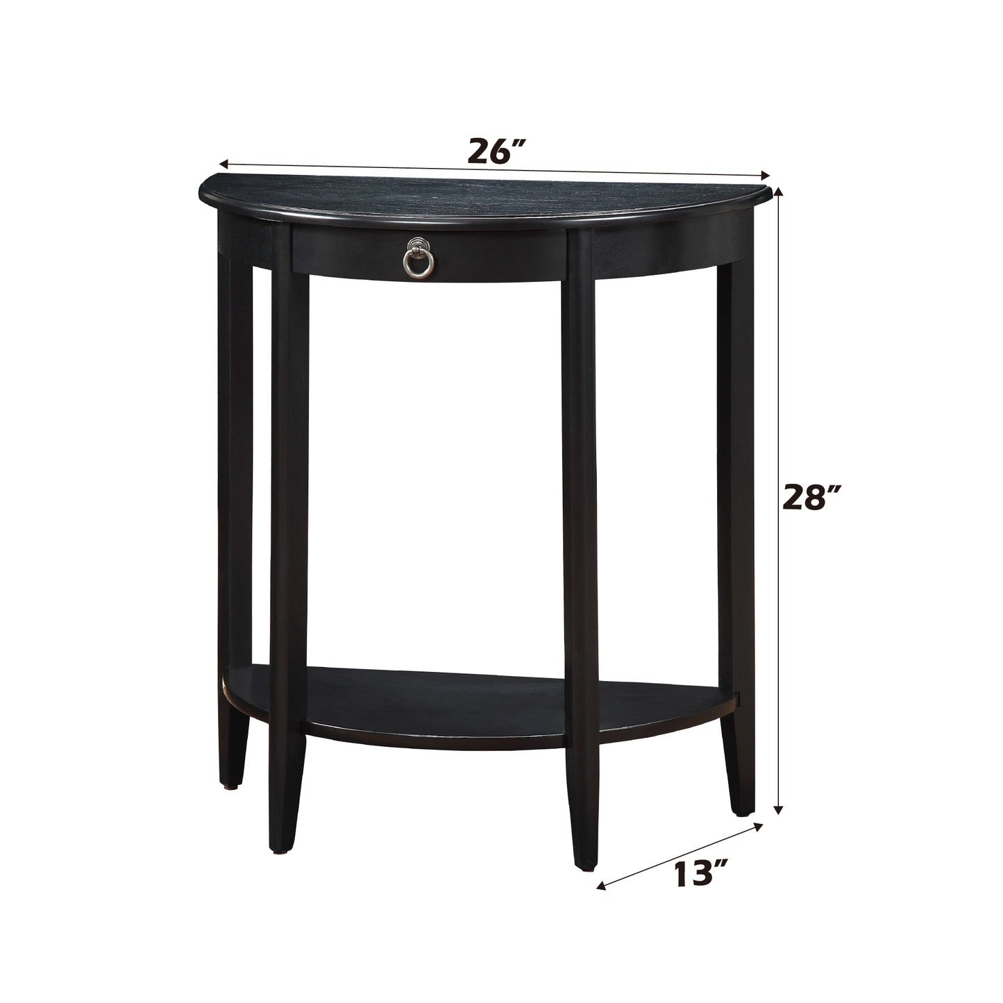 Justino II Black Finish Console Table - Synthetic Wood