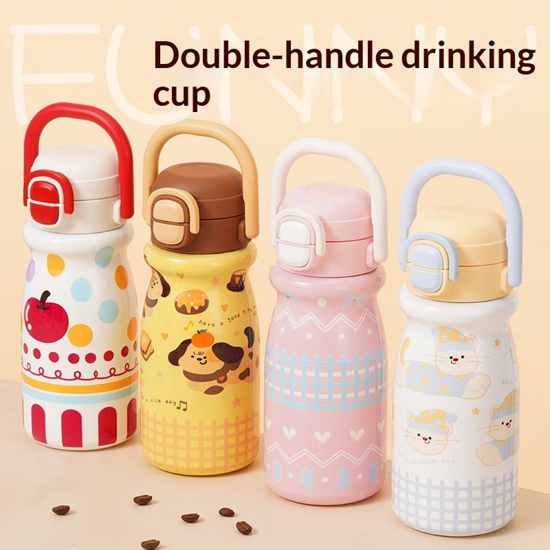 Insulated Stainless Steel Travel Cup with Straw and Locking Lid - Large Capacity