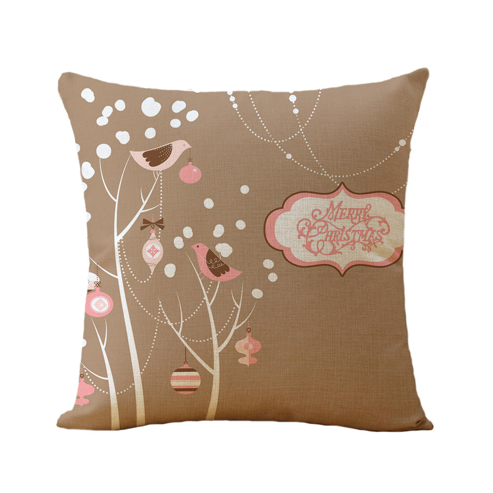 Christmas Printed Linen Pillowcase - Super Soft & Skin-Friendly Cushion Cover