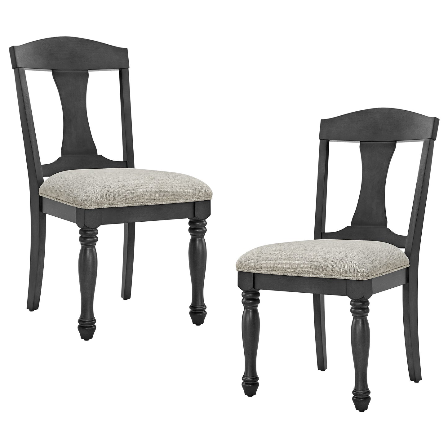 Mid Century Dark Oak Upholstered Dining Chairs - Set of 2