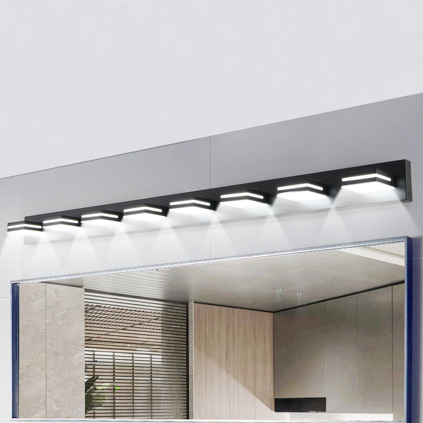 Modern Black LED Wall Sconce - 8-Light Bathroom Vanity Light