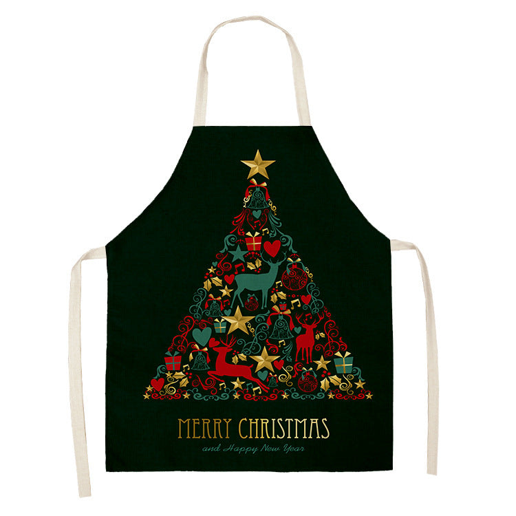 Christmas Dog Linen Apron for Kitchen Household Storage - Multiple Sizes & Styles