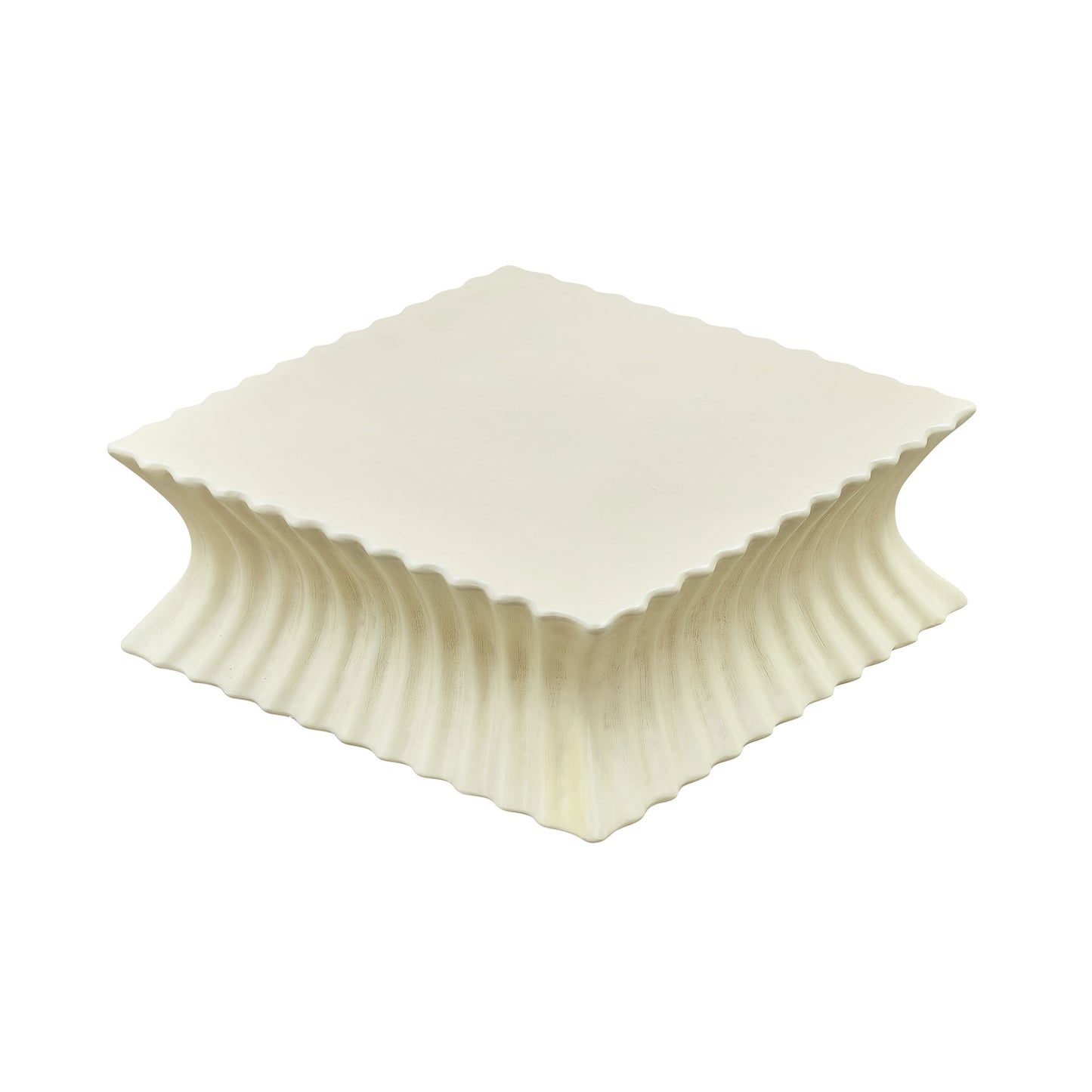 35.43 Inch Square Coffee Table - Vintage Sturdy Fiberglass, Beige