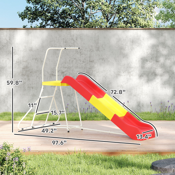 6ft Kids Slide - Yellow & Red, Safe Toddler Slide with Handrails