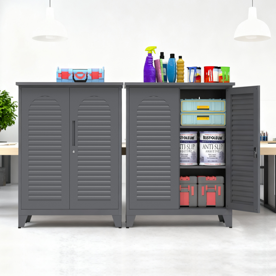 47'' Tall Metal Tool Storage Cabinet - Slate Color