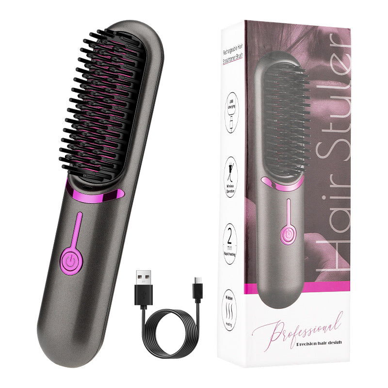 Wireless USB Hair Straightening Comb with 3 Heat Settings & Lithium Battery