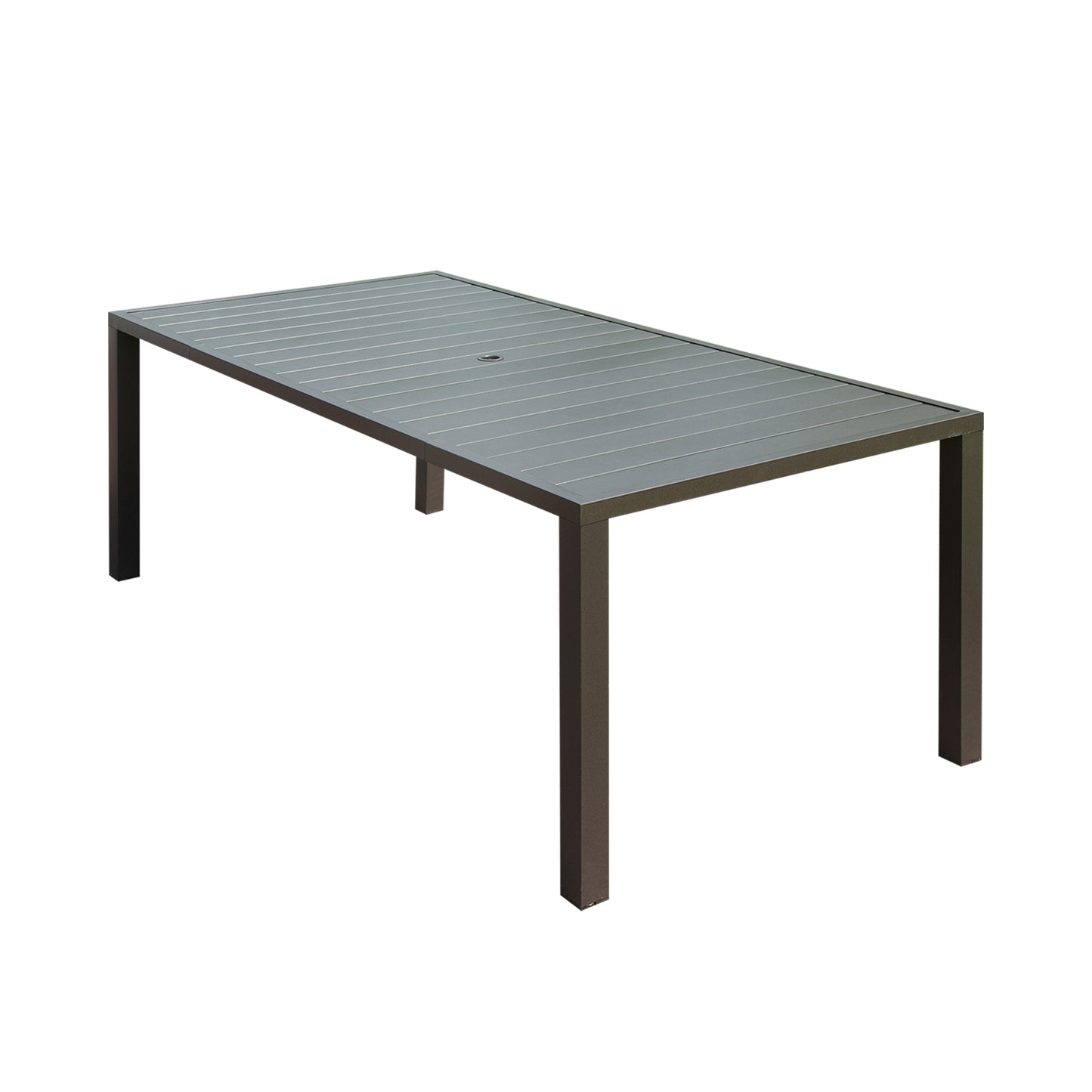 Outdoor Dining Table For 8 Person,Square Slatted Metal Patio Deck