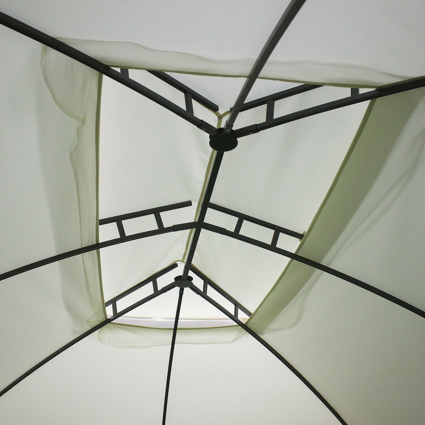 Outdoor Gazebo Canopy with Double Vented Roof - Beige