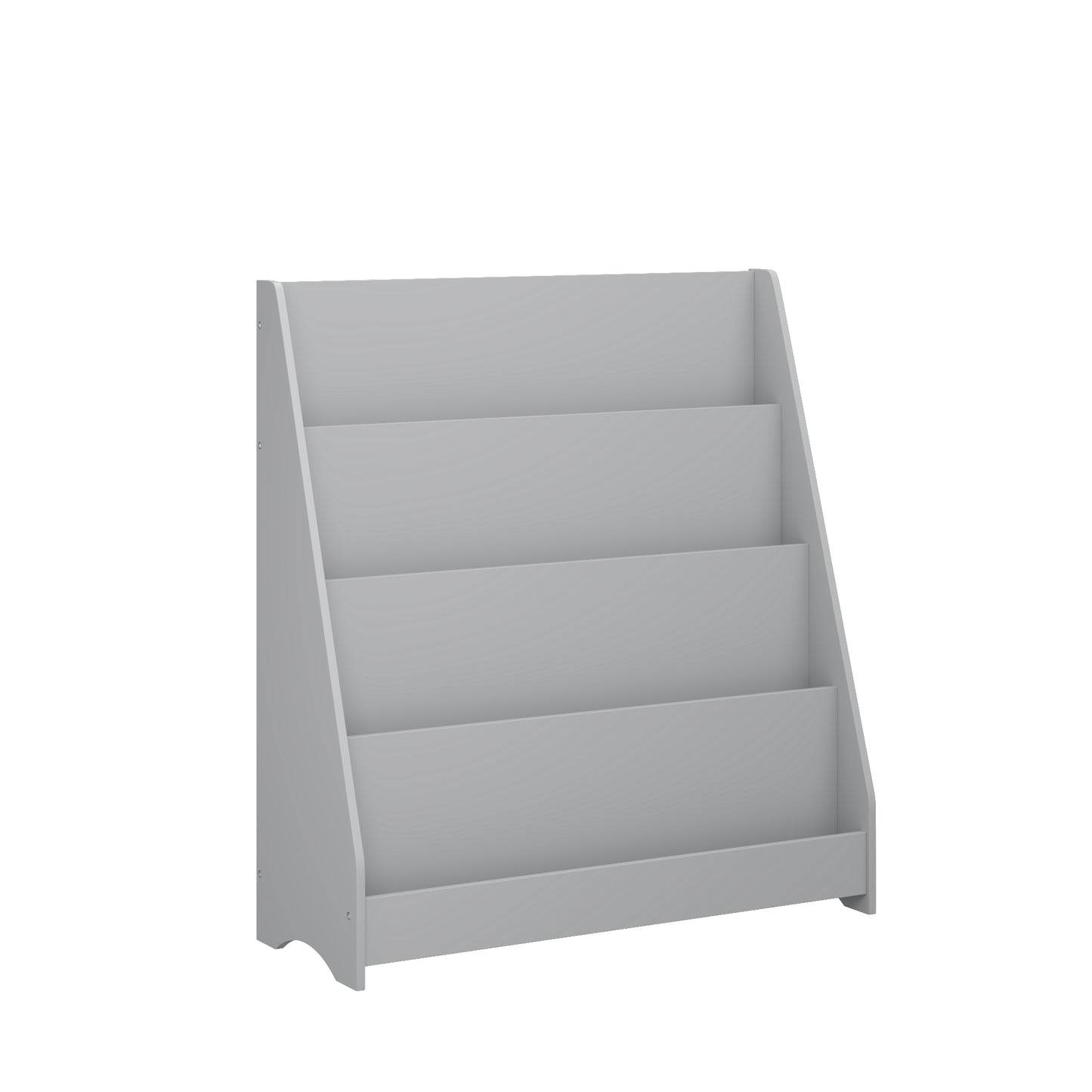 4-Tier Kids Bookshelf - Gray MDF Book Display for Bedrooms & Playrooms