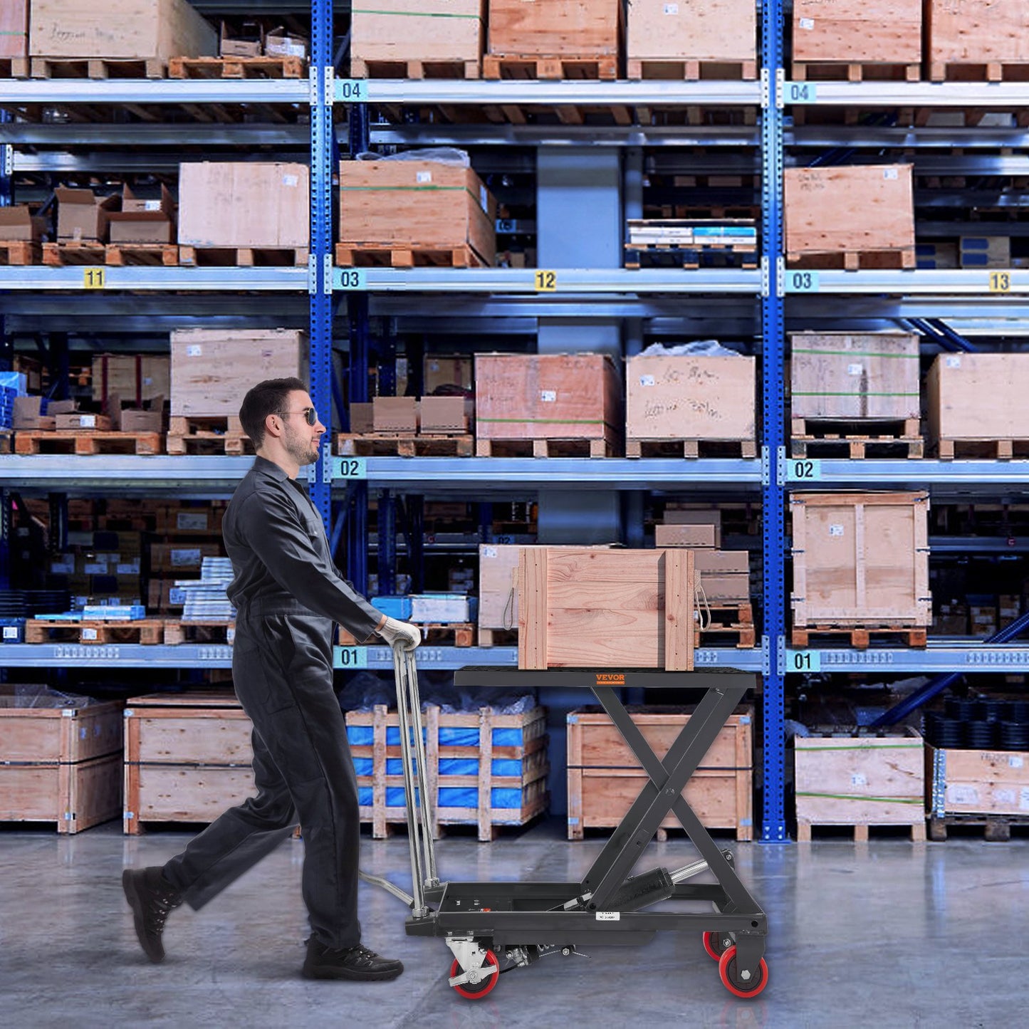 Hydraulic Lift Table Cart 500lbs Capacity Manual Scissor Lift with Wheels Black