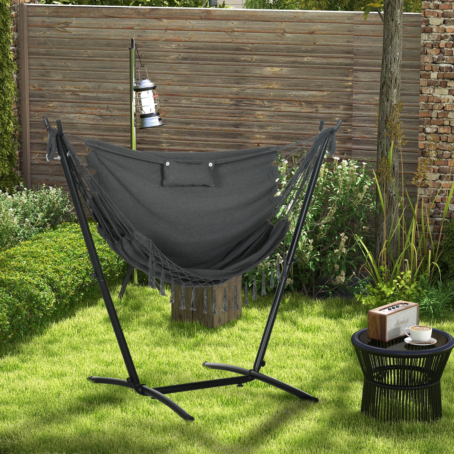 U-Shape Hammock Chair with Headrest - Dark Gray