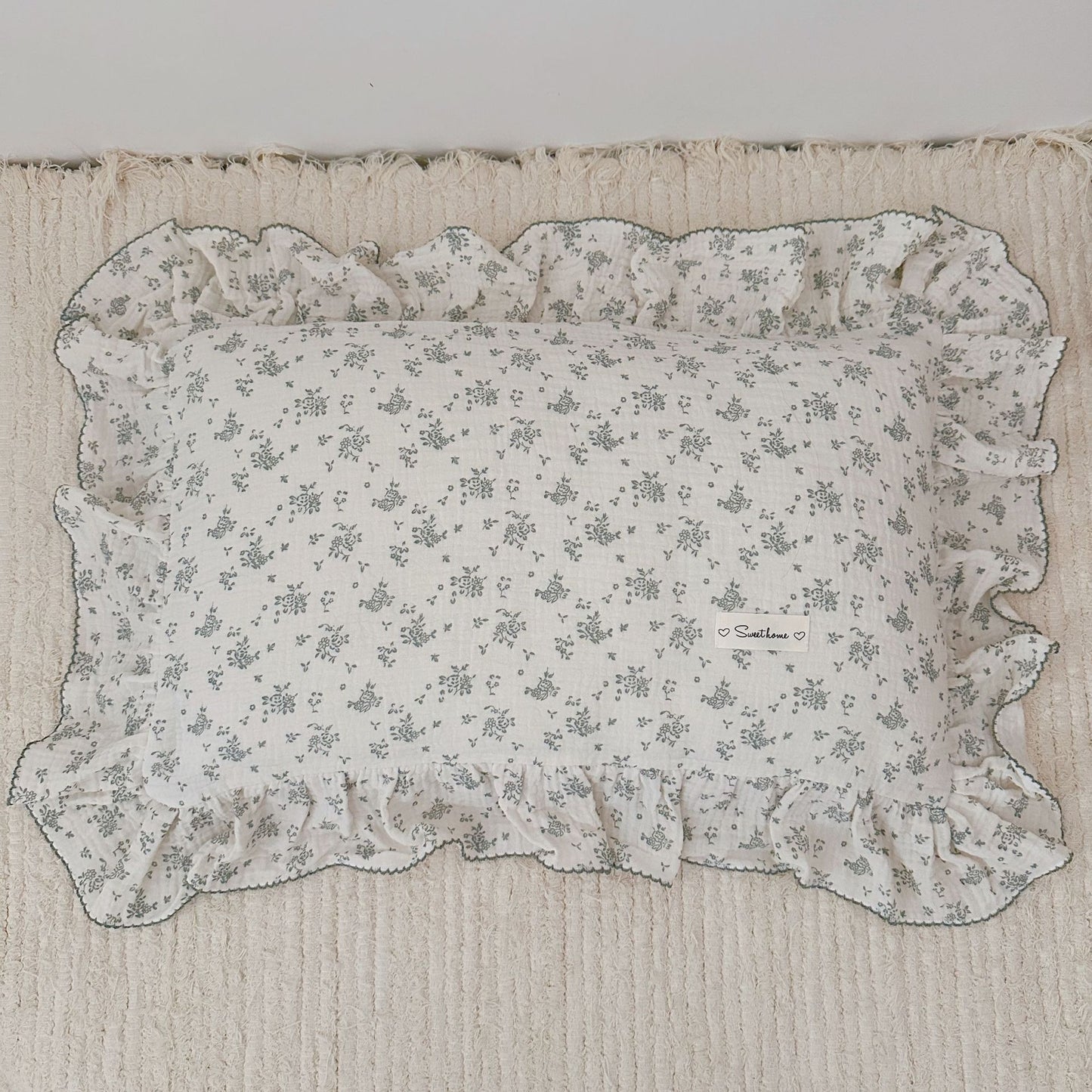 Korean Floral Cotton Gauze Pillowcase - Soft Home Bedding